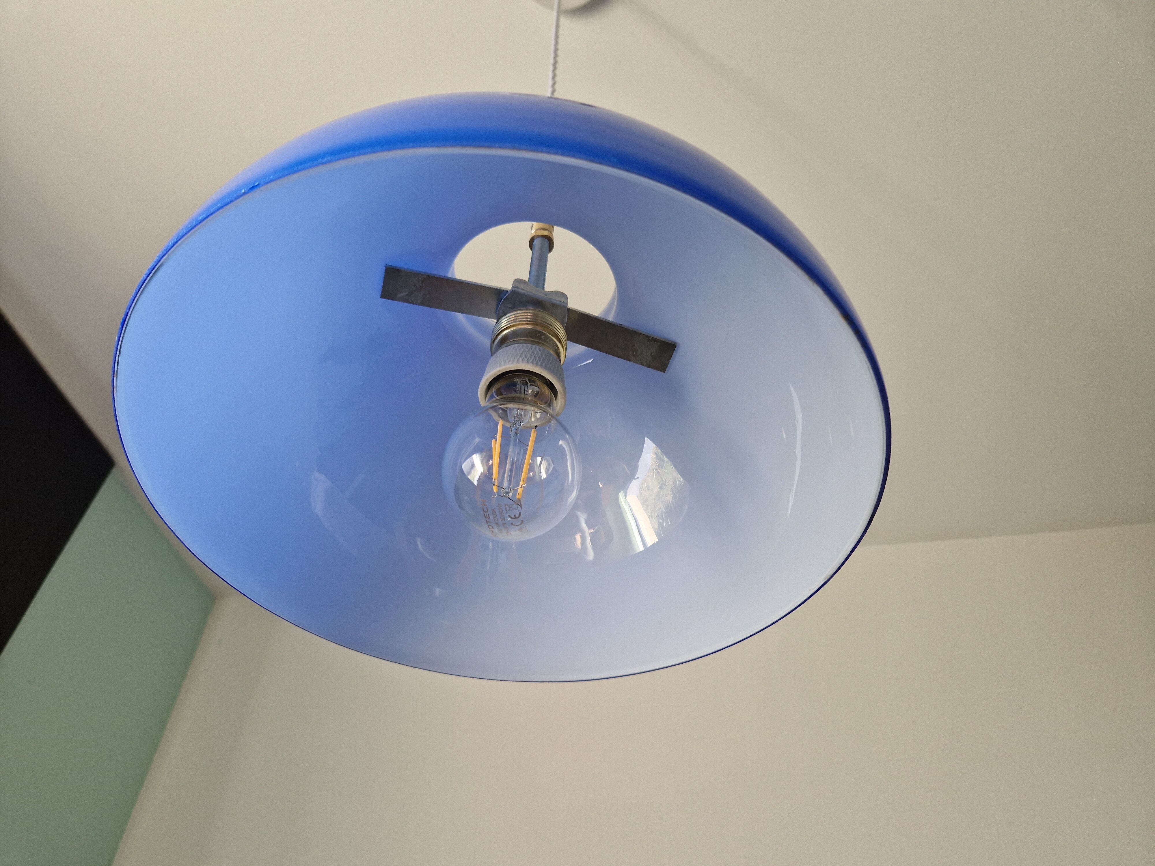 Vintage blue opaline pendant lamp