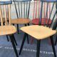 Set of 6 mismatched vintage chairs with bars and compass legs
