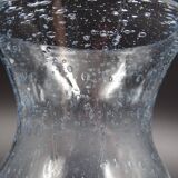 Candlestick or photophore in sky blue bulled glass, signed Biot