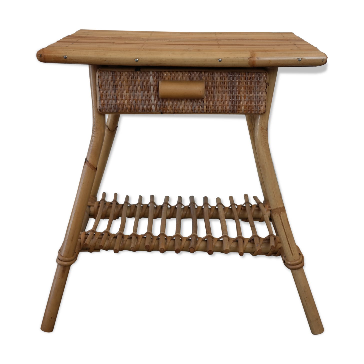 Vintage rattan bedside table