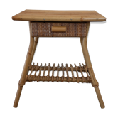 Vintage rattan bedside table