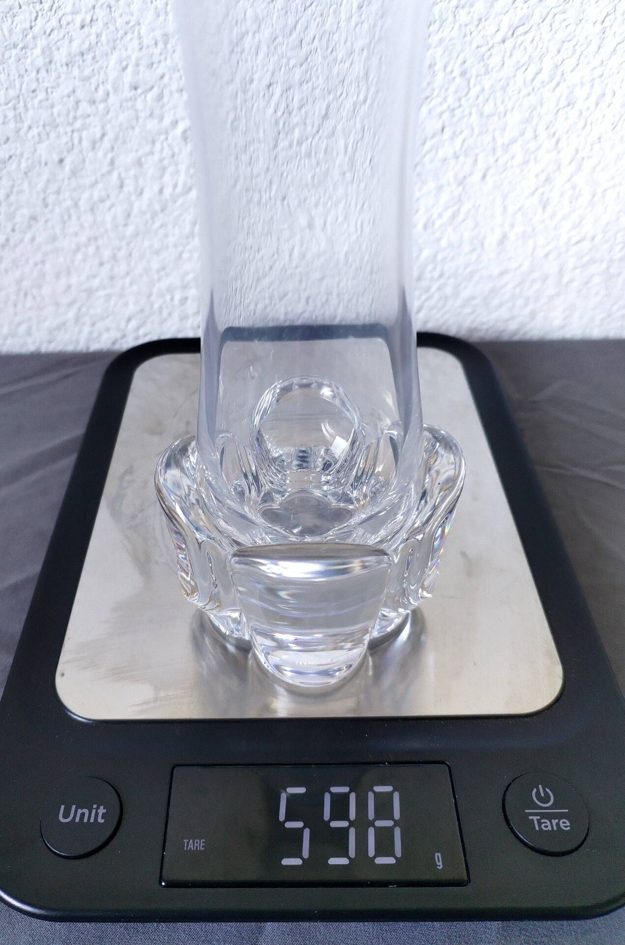 Vintage trumpet vase in crystal signed Daum France 21cm