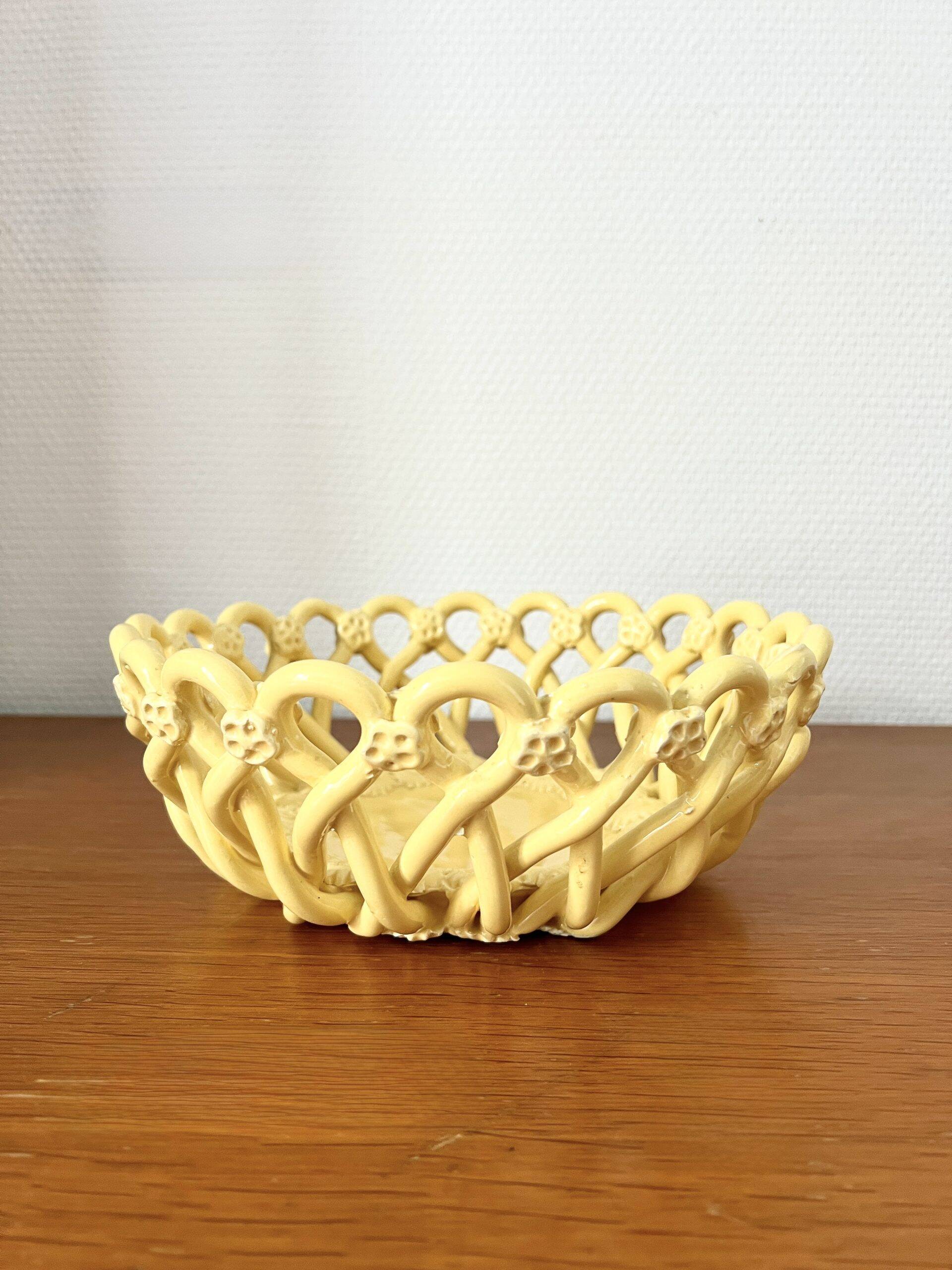 Coupe tressée céramique jaune  (23 cm)