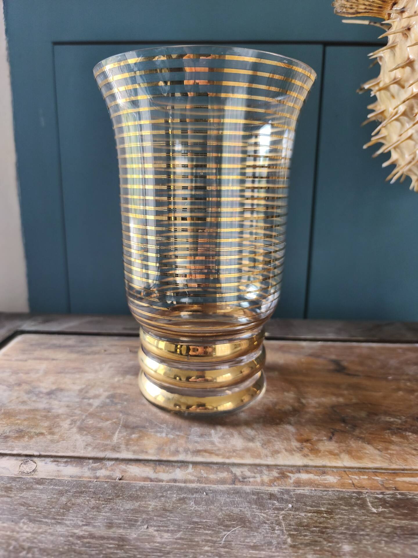Vintage gold glass vase