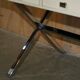 Vintage writing desk with chrome X-shaped top and patinated crocodile leather.