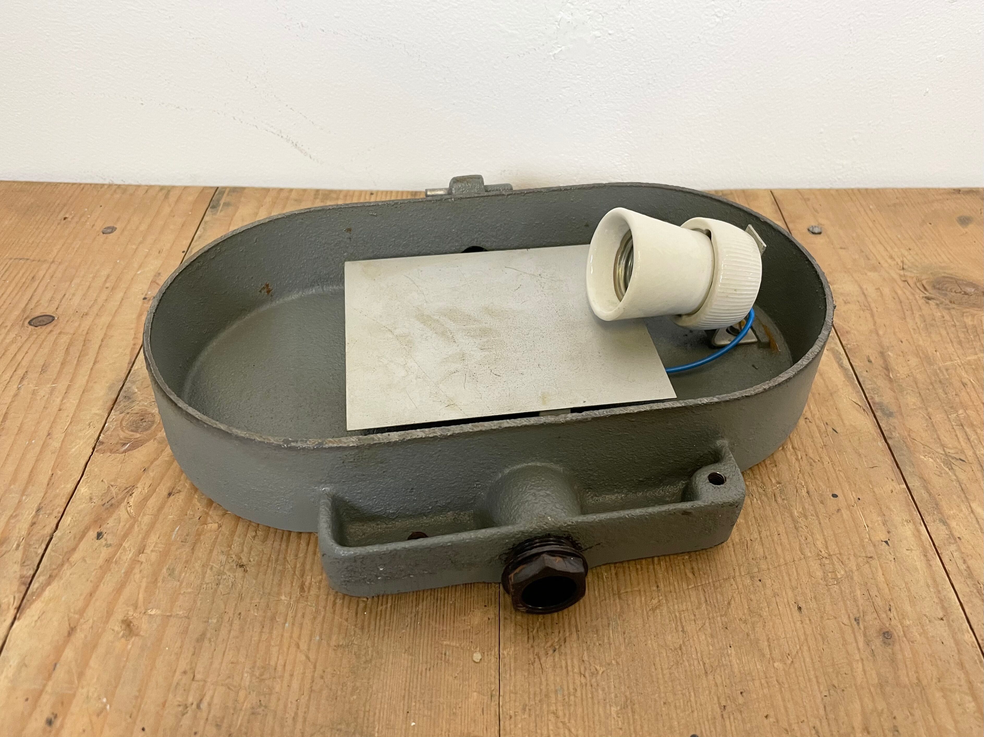 Grey Industrial Cast Iron Wall Lamp from Elektrosvit, 1960s