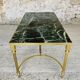 Table basse mid-century en marbre vert et laiton, 1960s