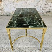 Mid-century coffee table in green marble and brass, 1960s
