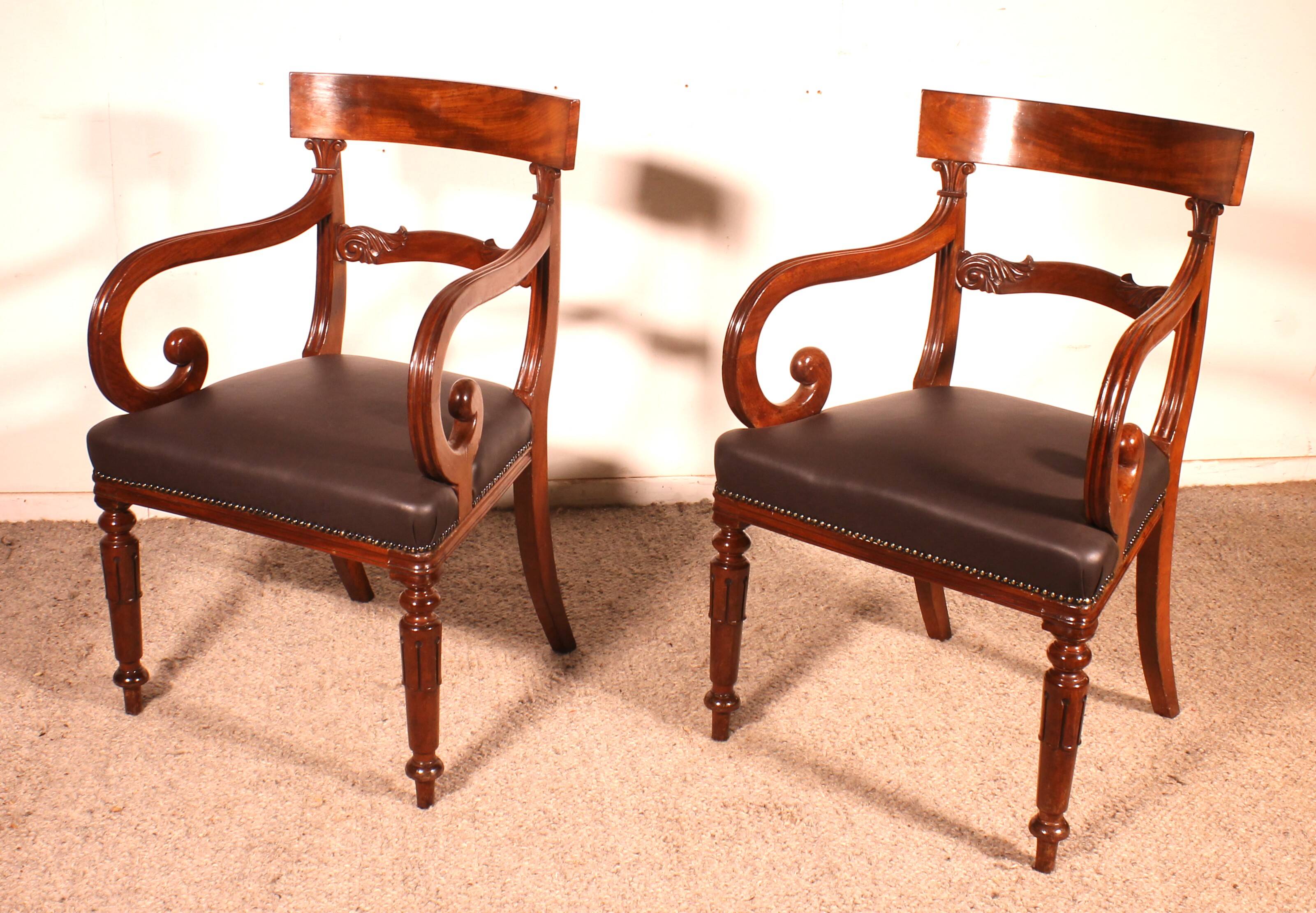 pair of mahogany armchairs from the William IV period circa 1830