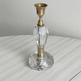 Vintage crystal and brass candlestick