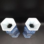 Antique 19th century Delft pair of hexagonal vases - Petrus Regout Maestricht