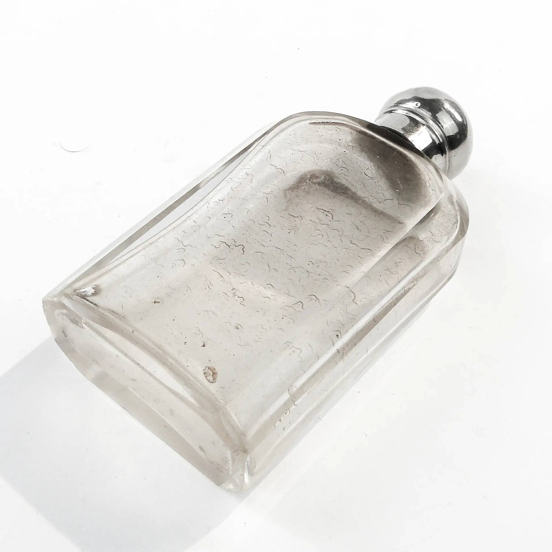 Art Deco hip flask, crystal, France, 1930s