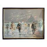 Oil on panel, Fishermen in the bay of Mont Saint Michel