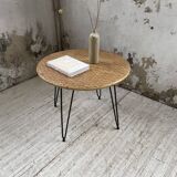 Wicker and metal coffee table from the 1950s