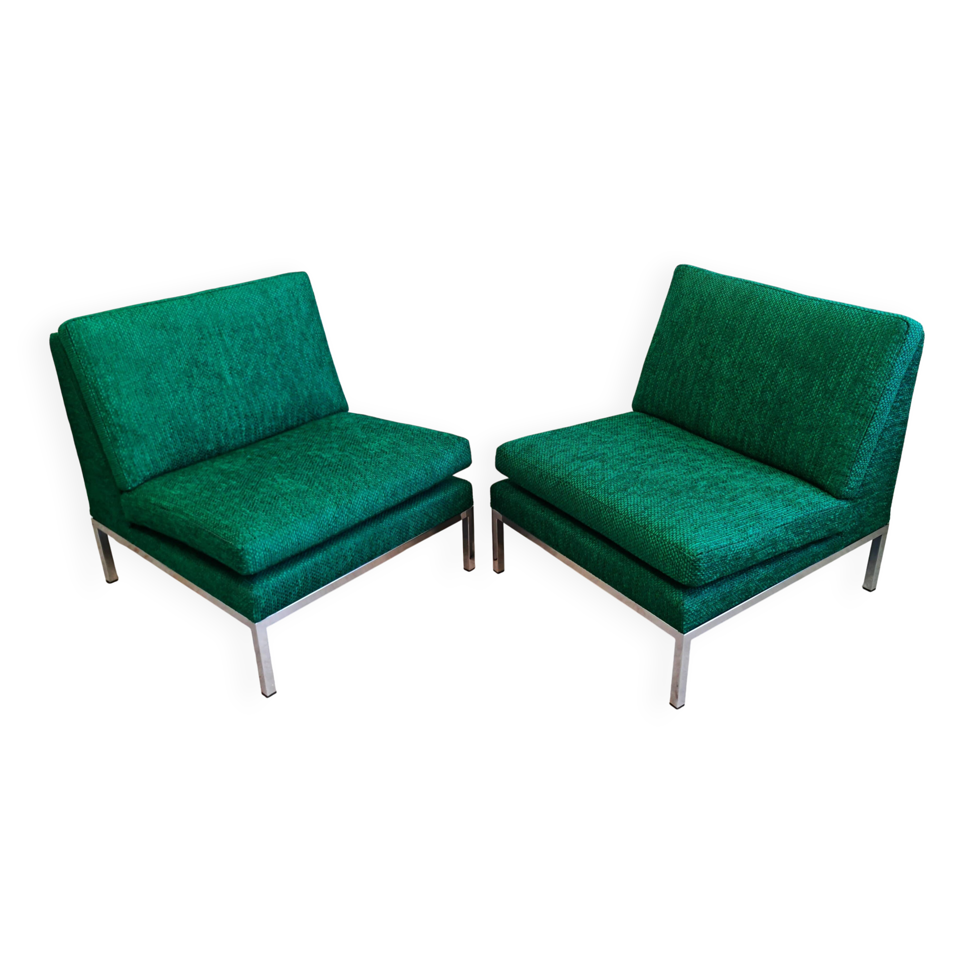 Paire de fauteuils slipper Mid Century Modern par Florence Knoll