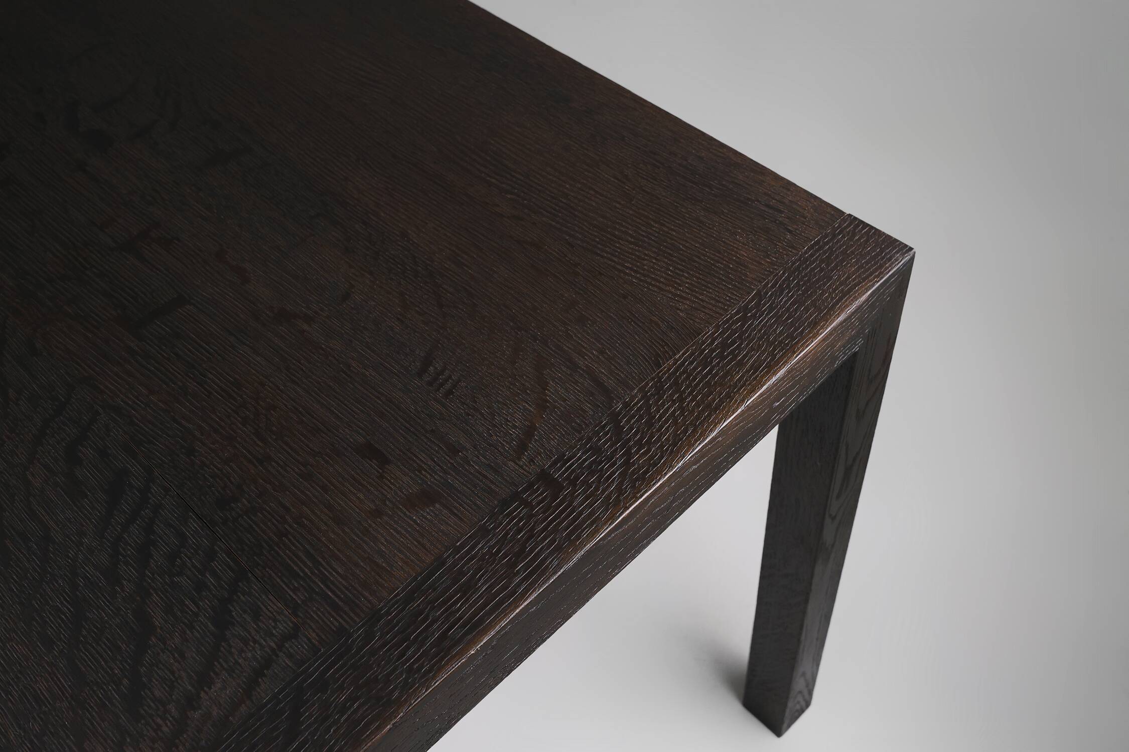 Large Vintage dinner table in blackened oak, Belgium ca. 1980