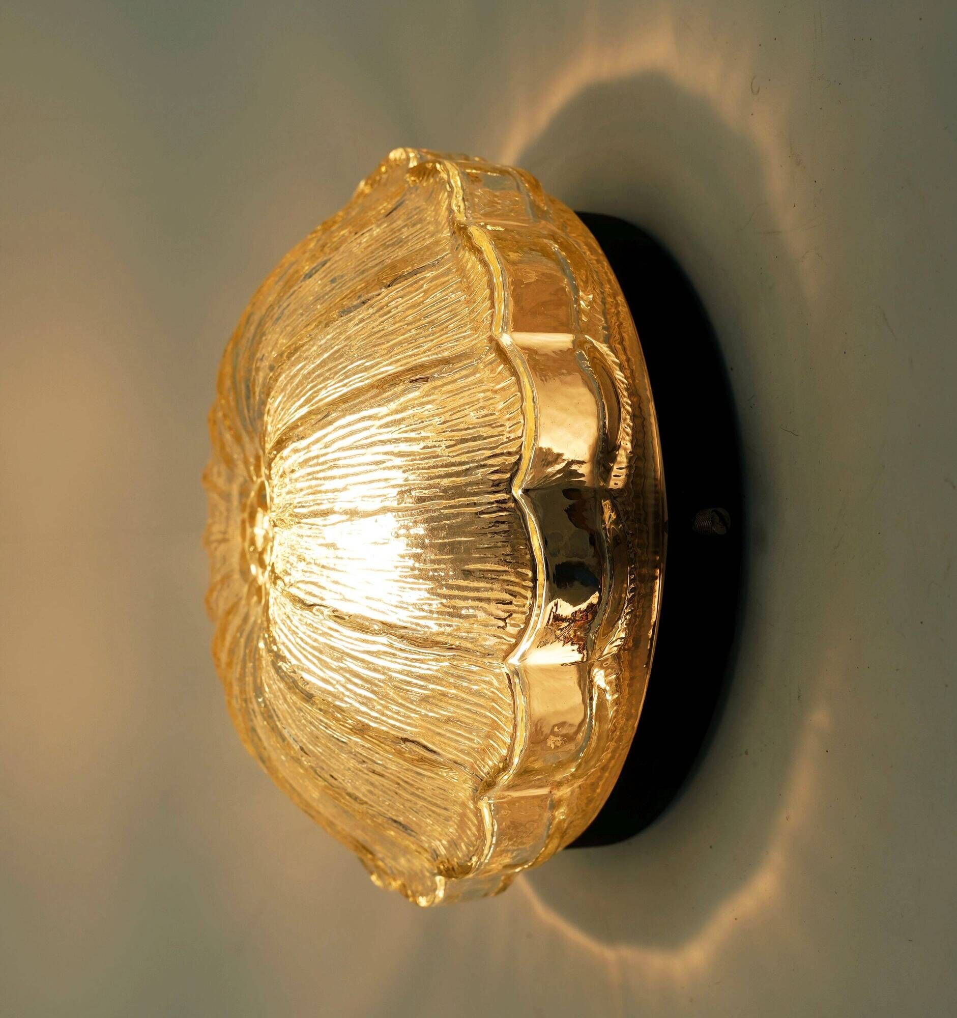 1970s mid century SCONCE or CEILING FIXTURE petal-shaped glass