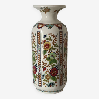 Grand vase balustre porcelaine fleurie vintage