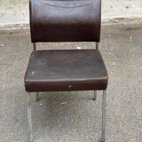 Scandinavian chair in skai leather and chrome steel, 1970s