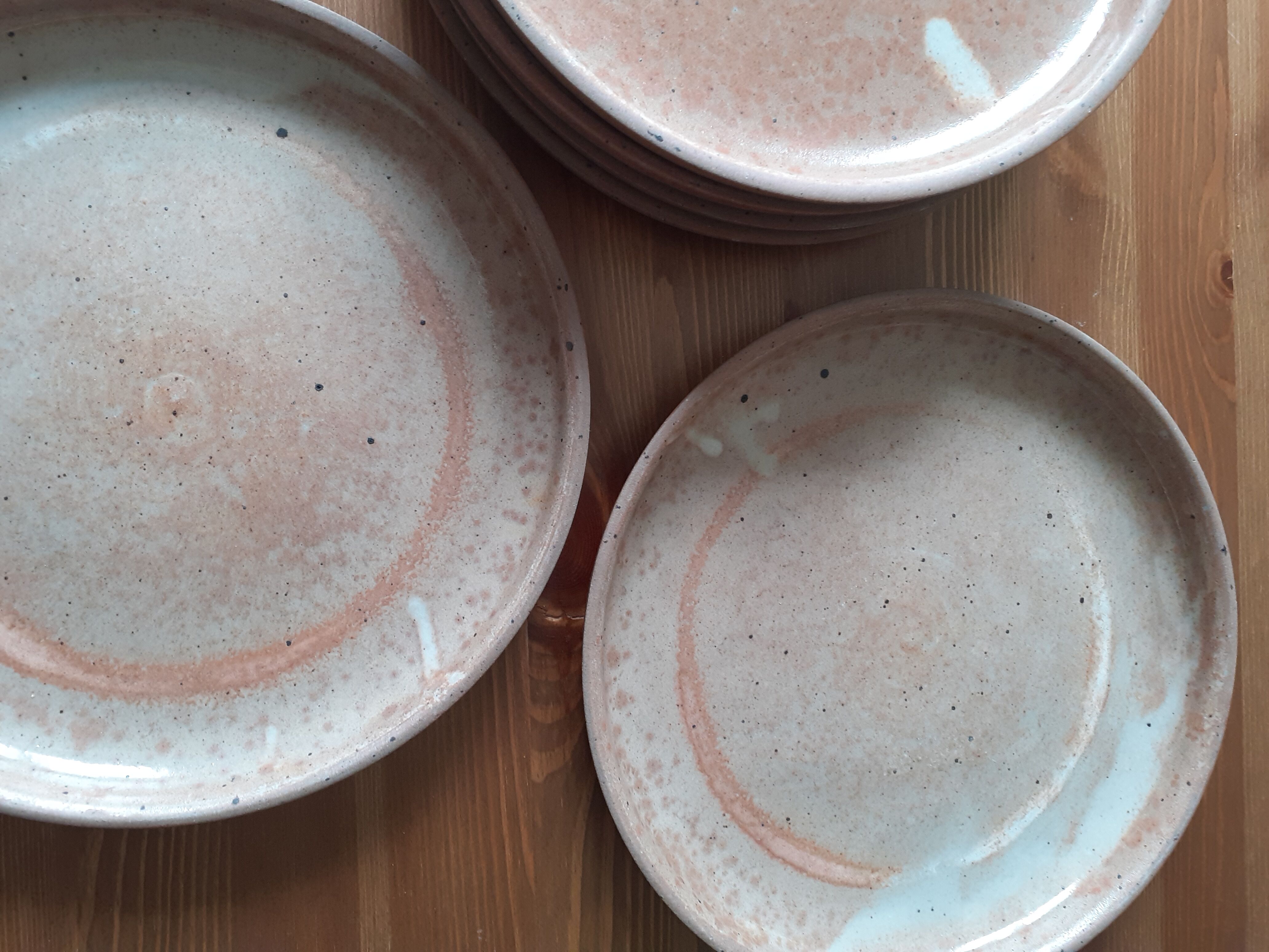 Set de 6 grandes assiettes plates en grès