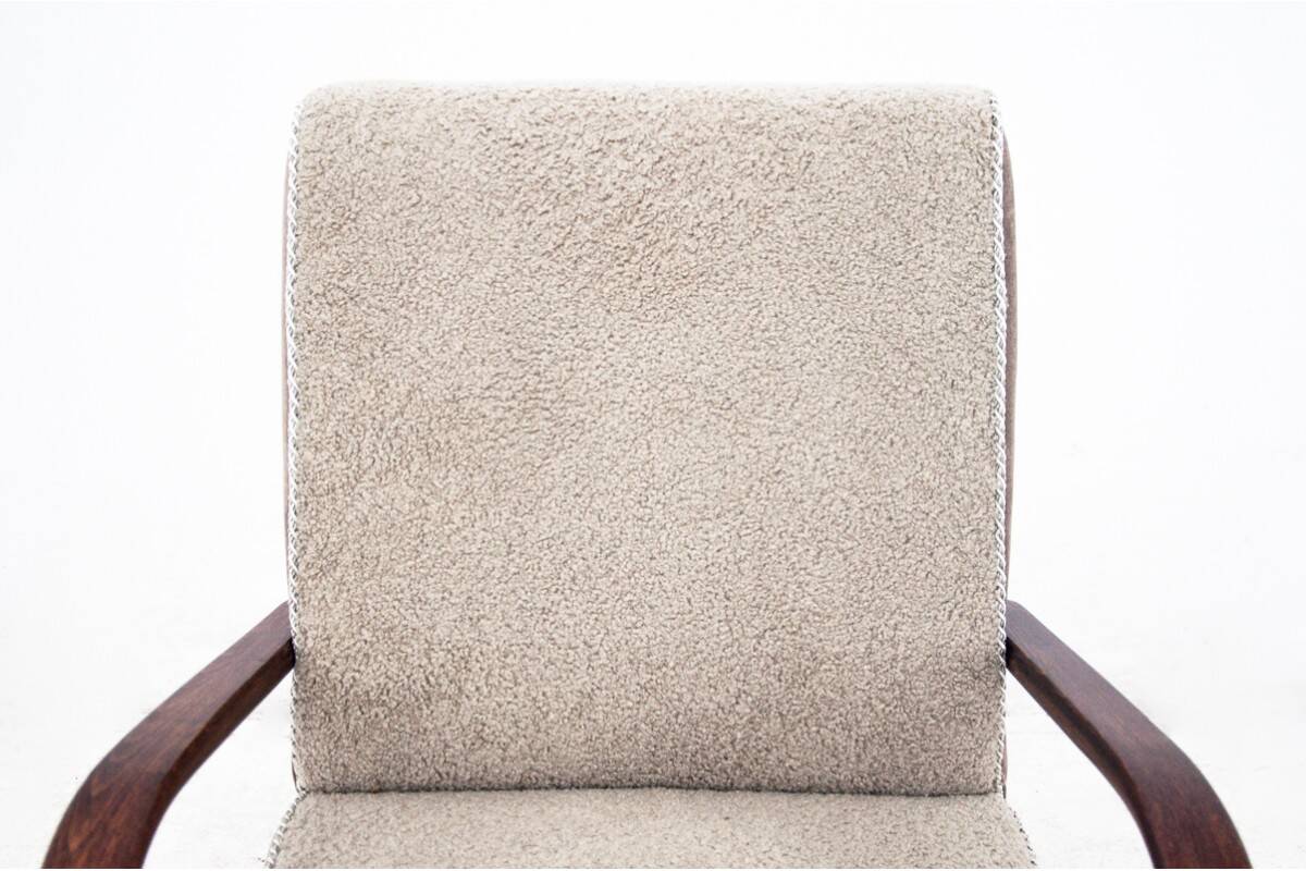 Art Deco beige boucle armchair, Czech Republic