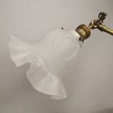 Art nouveau style brass swan neck tulip table lamp