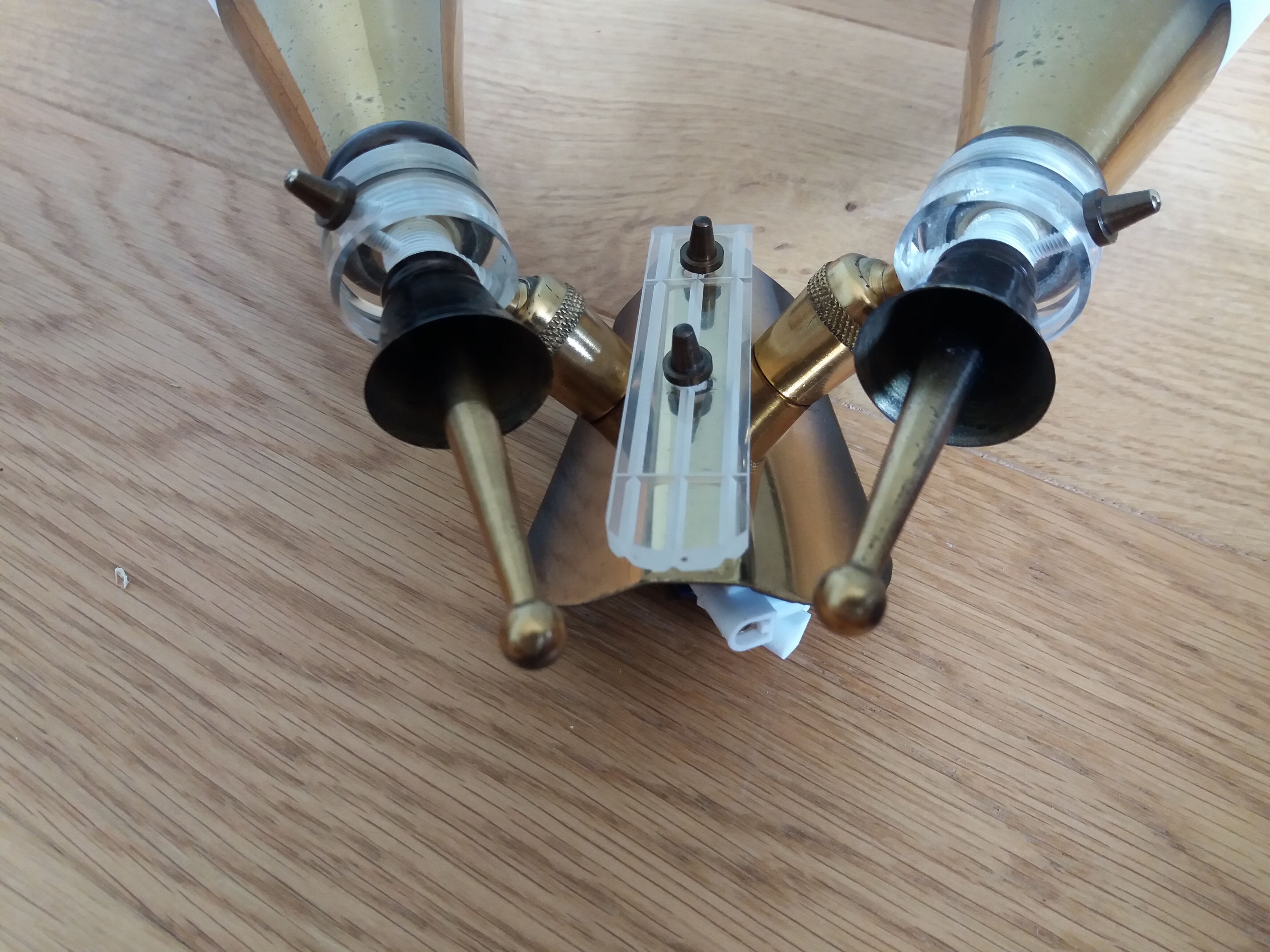 Double brass and plexiglass wall lamp Maison Lunel