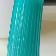 Design Horn/Curved Vase with Ribbed Effects. Turquoise Blue