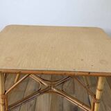 Rattan and bamboo coffee table 60s