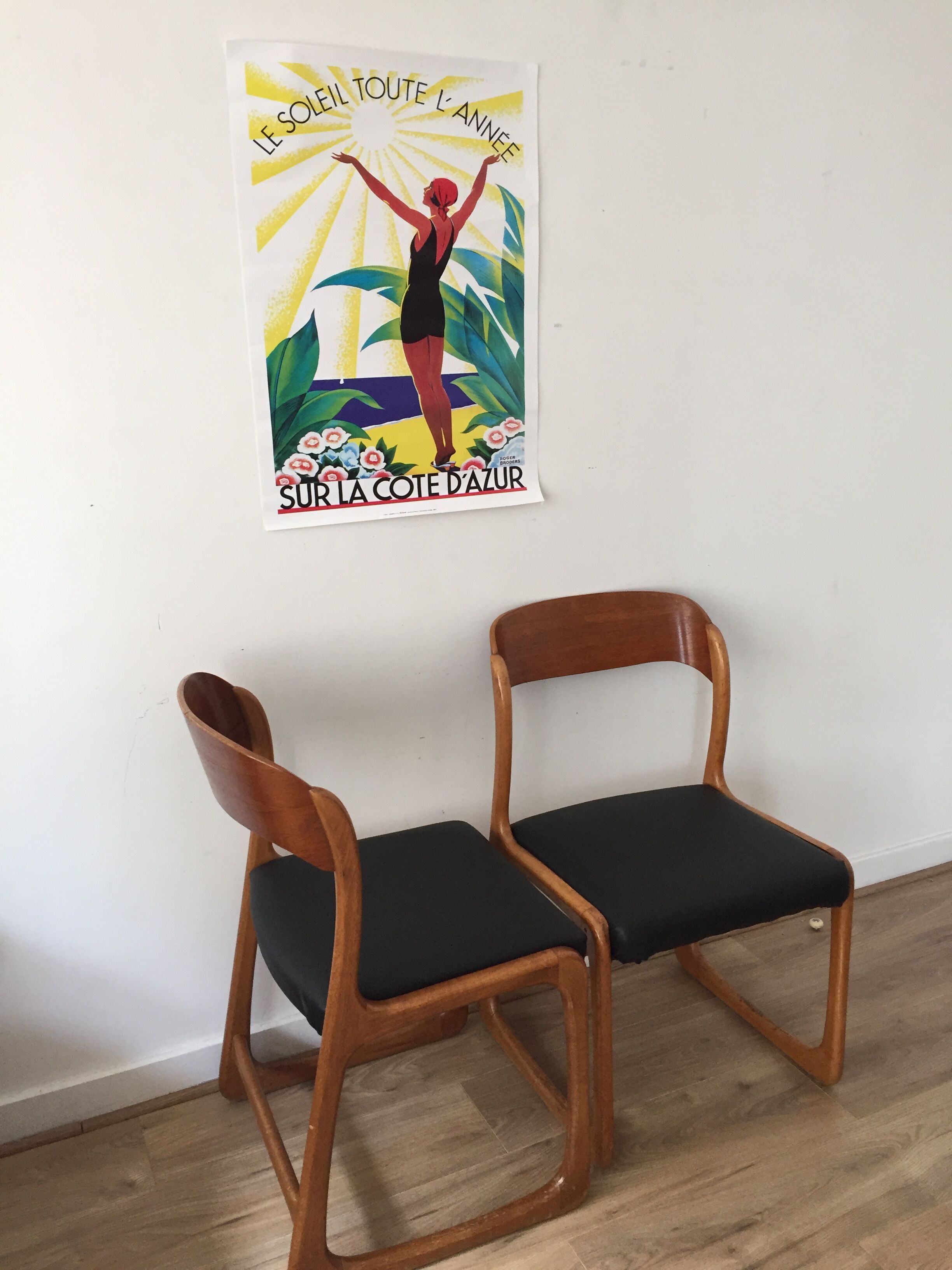 Pair of armchairs Baumann vintage sled