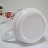 Three mugs and two cups decoration flowers design Jean-Charles Meunier 70s