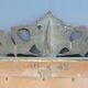 Glass or golden mirror of old fireplace 67x100cm pediment with chimeras