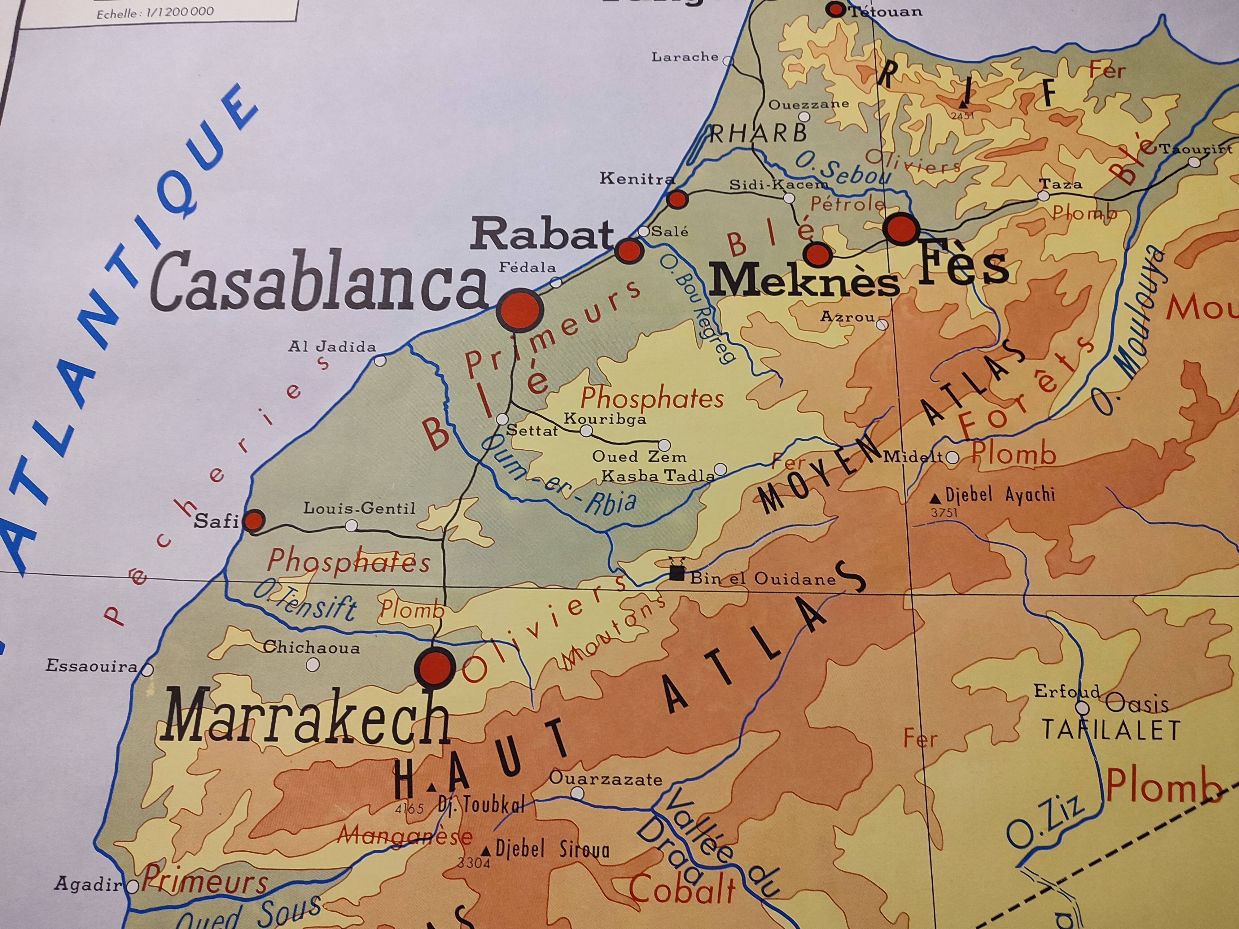 Old Morocco school map