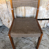 Set of 3 vintage 60s wooden fabric and tile chairs