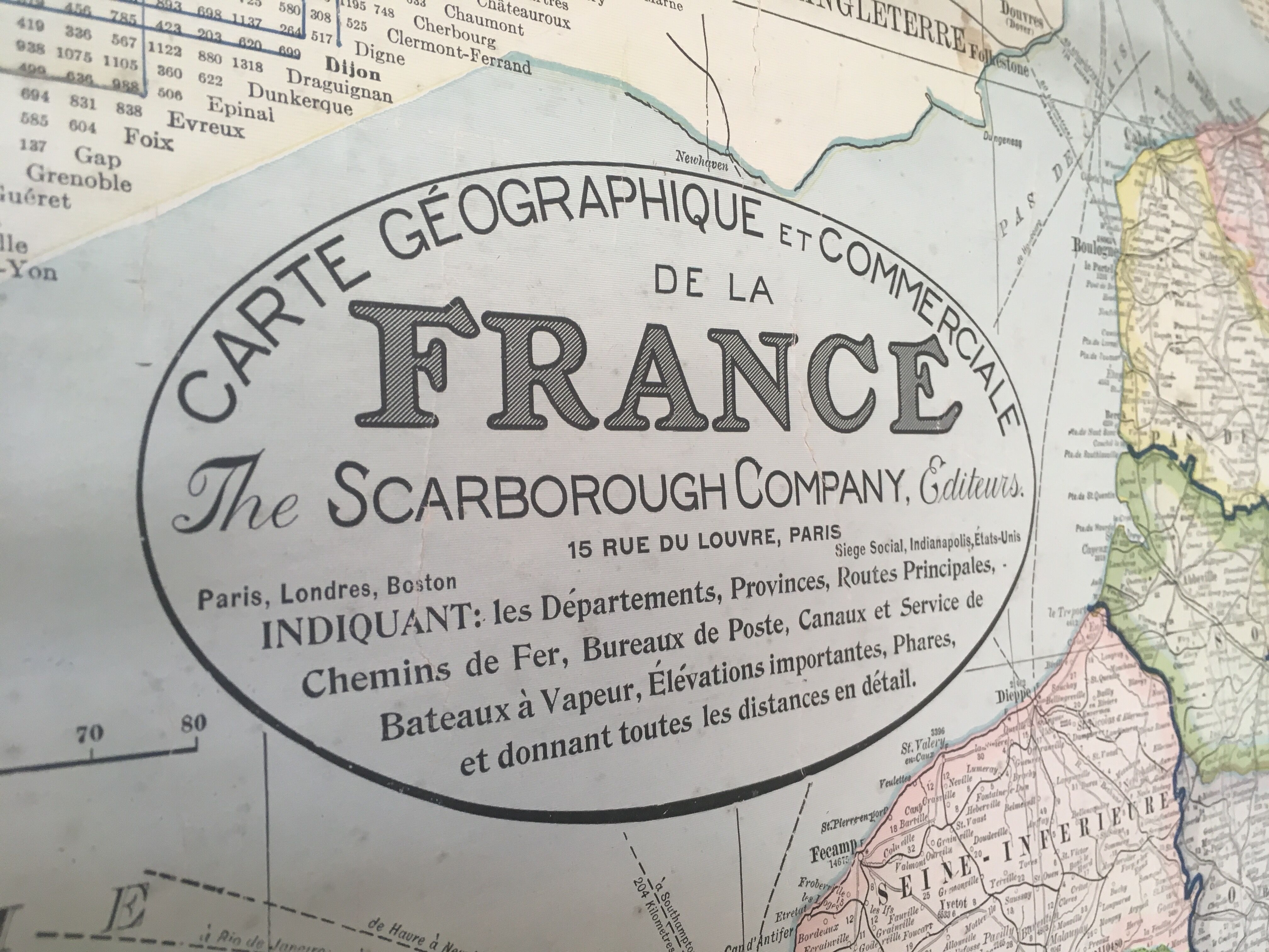 Map of France 1906 entoilated Editions Scarbourough