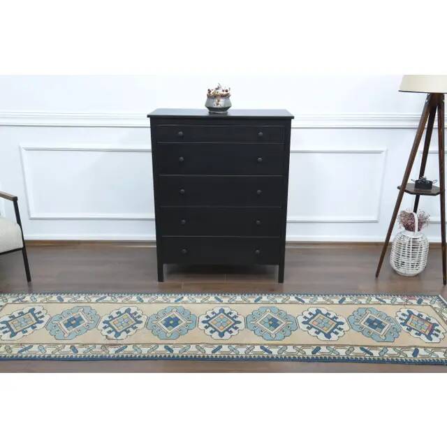 1970s Vintage Turkish Hand-Knotted Wool Cotton Orange Runner Rug 72x288
