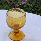 5 wine glasses in blown glass and vintage golden yellow bubble