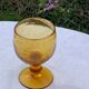 5 wine glasses in blown glass and vintage golden yellow bubble