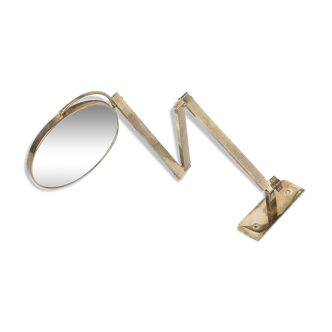 Pivotant extensible wall mirror brass 1960, double-sided  17x17cm