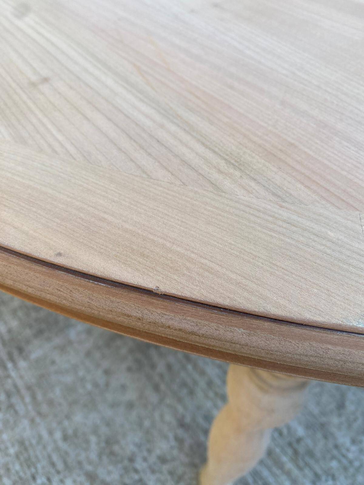 Renovated Louis Philippe round extendable dining table 115cm with 2 extensions.