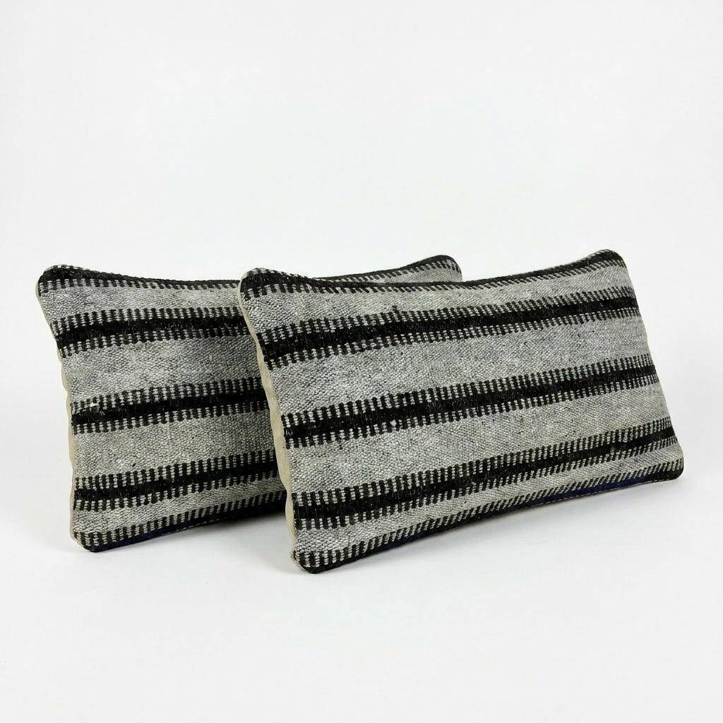 Set of 2 vintage kilim cushion covers 28x51 cm
