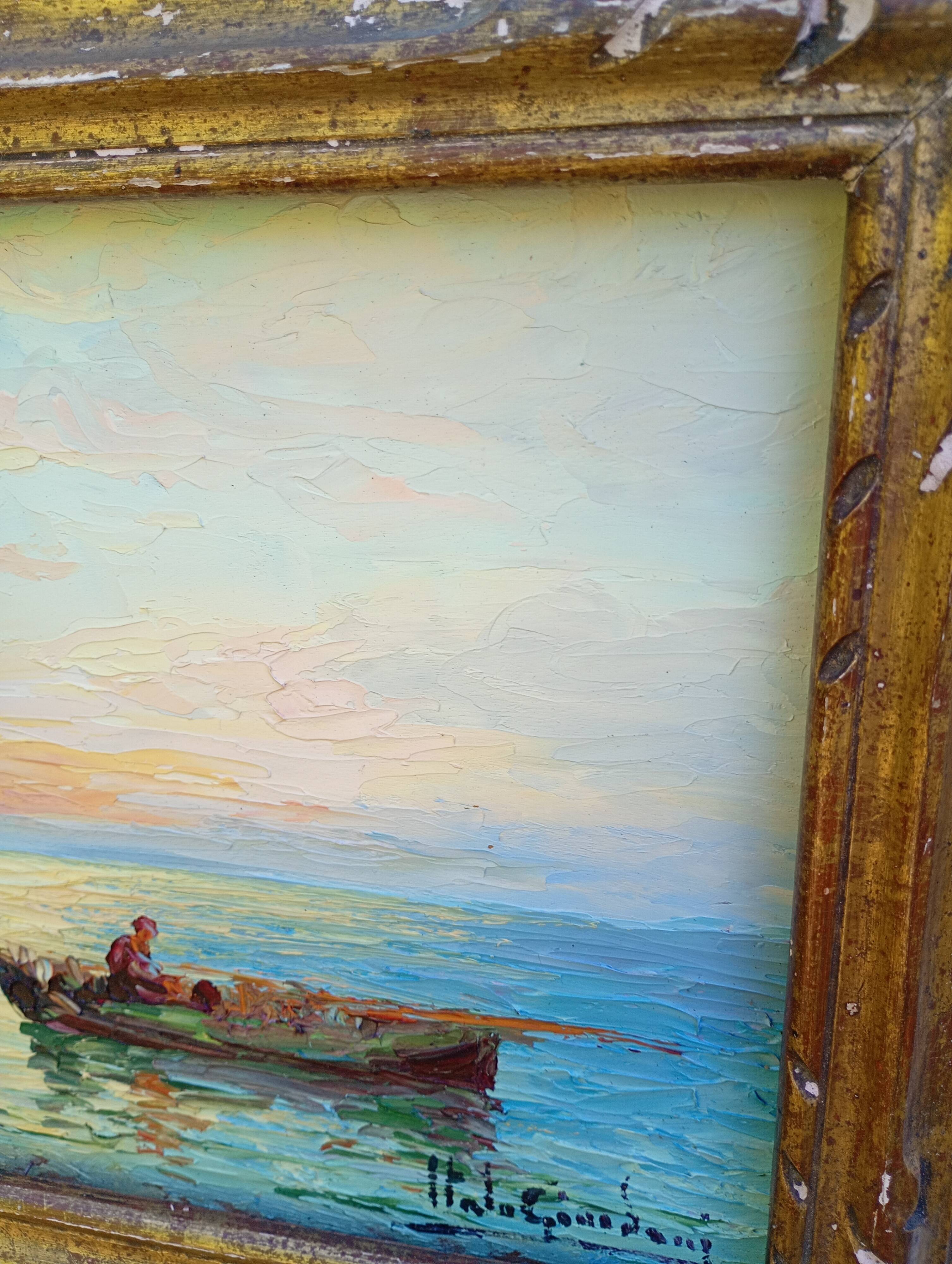 Marine italienne – Huile sur panneau signée Italo Giordani