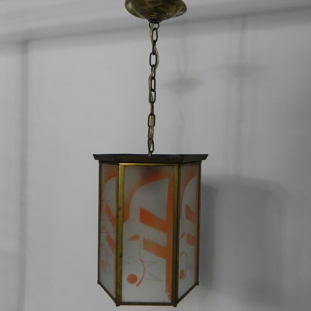 Art Deco hanging lamp with 6 glass plates