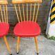 (Lot) 4 Baumann Chairs Compass Legs Vintage Red