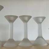 Set of 5 vintage diabolo candle holders in frosted glass