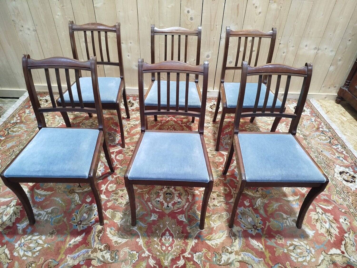Set of 6 English chairs with barrettes