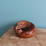 Cendrier zoomorphe poisson en terre cuite émaillée