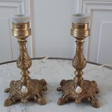 Paire de lampes en laiton années 30-40