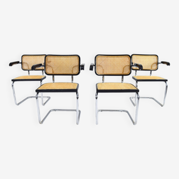 Set of four Mid Century Modern Marcel Breuer B64 Cesca Chairs Italy 1970