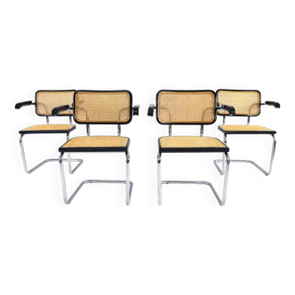 Set of four Mid Century Modern Marcel Breuer B64 Cesca Chairs Italy 1970